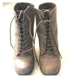 Taupe lace up ankle boots